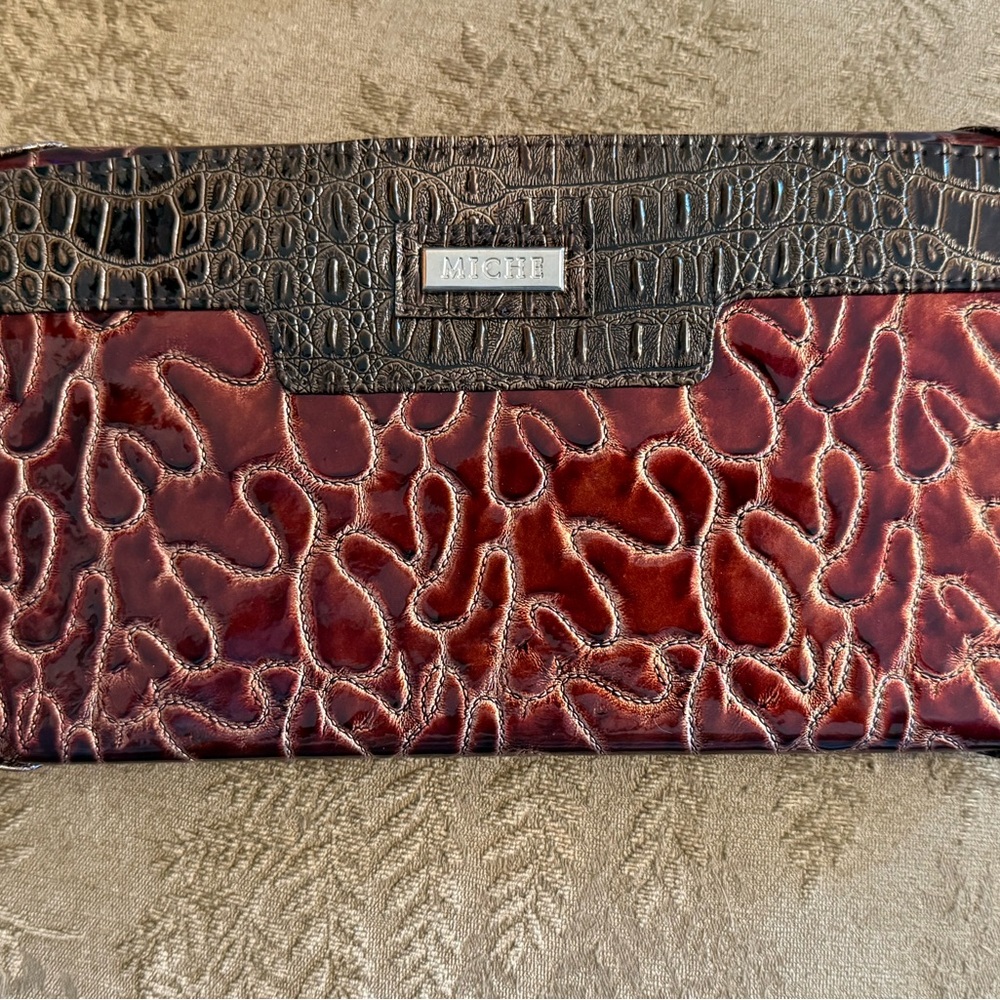 Miche Red and Brown Croc-Embossed Bag